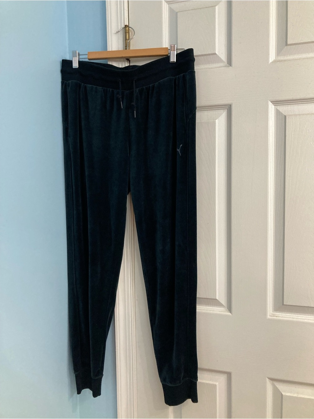 Puma Women’s Black Velour Joggers with Drawstring